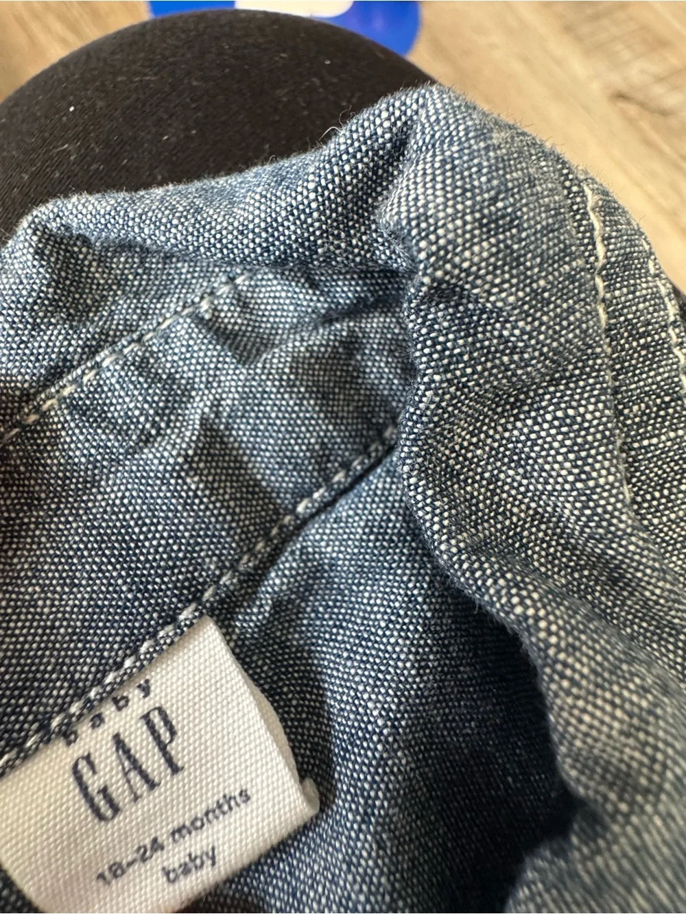 GAP Chambray Short-Sleeve Romper in Denim Blue